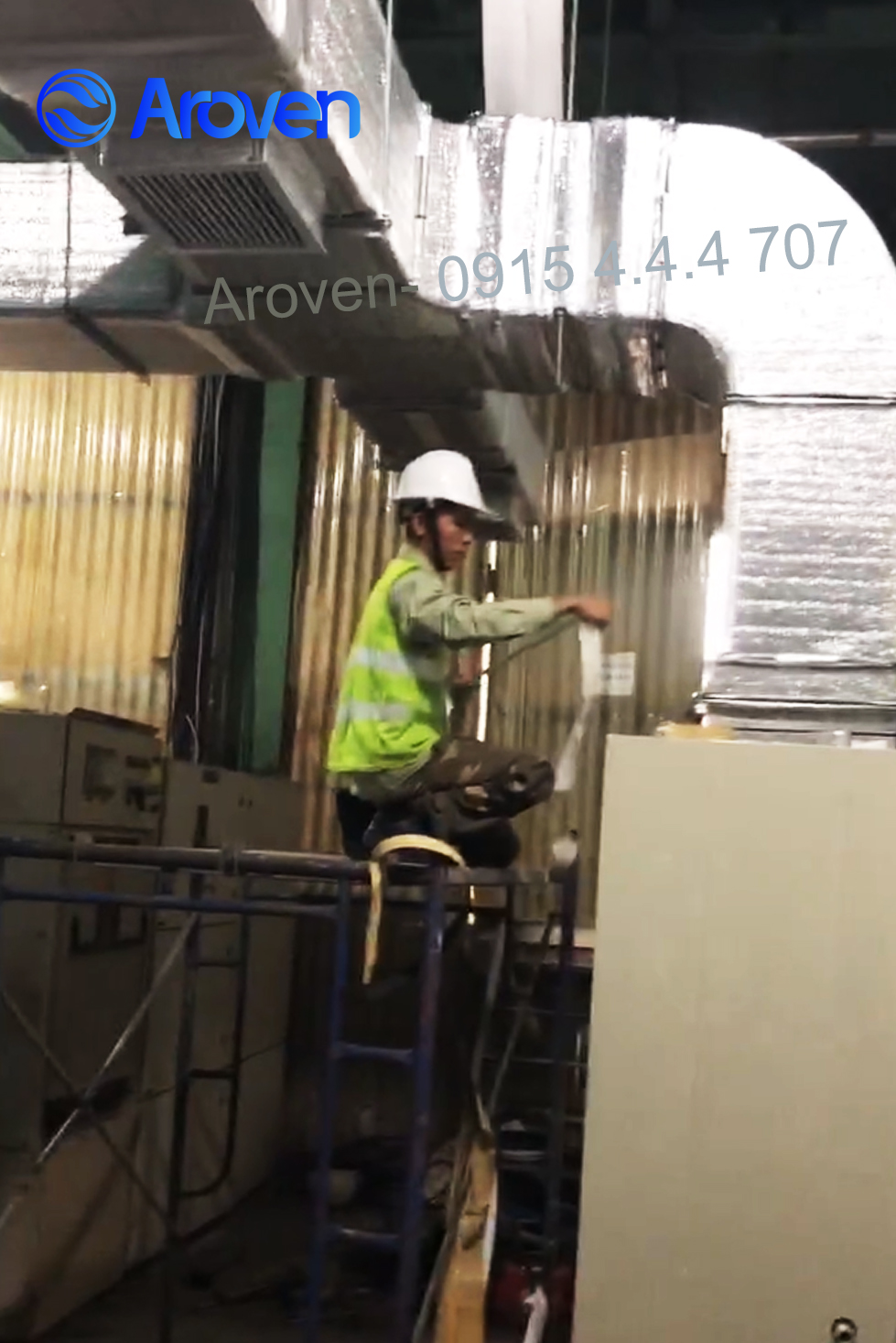 Aroven thi công điều hòa packaged nối ống gió, giải nhiệt nước2